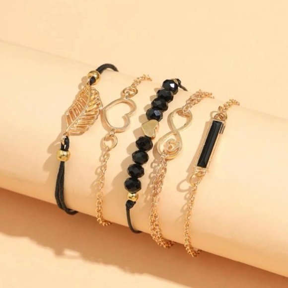 5pcs Heart & Leaf Decor Bracelet For Women Jewelry Gift Wedding Party En… - Picture 4 of 4